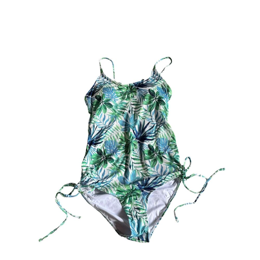 Summer Mae Green Tropical Floral One Piece Swimsuit Women's Size Medium